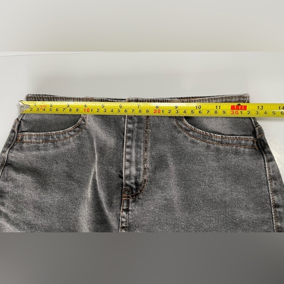 H&M Divided Black Denim Maxi Skirt High Waisted Column Front Vent Size 2 - Picture 9 of 11